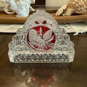 Hofbauer Red Bird Crystal Napkin Holder